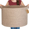 Picture of MEGASKET Large Wicker Storage Basket, 22” X 22” X 14” Woven Cotton Rope Basket, Kids Dog Toy Bin Organizer, Blanket Pillow Holder for Living Room, Brown Variegated Wicker Baskets for Organizing