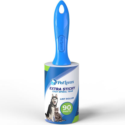 Picture of PetLovers Extra Sticky Lint Roller Single Unit 90 Sheets for Pet Hair Removal, Dog and Cat Lint Remover (1 Pack)
