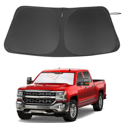 Picture of Windshield Sun Shade Custom Fit for 2014-2019 Chevrolet/Chevy Silverado Crewcab Regularcab Extendedcab Accessories Foldable Sunshade Protect Car from Sun Rays & Heat Damage Keep Car Cooler