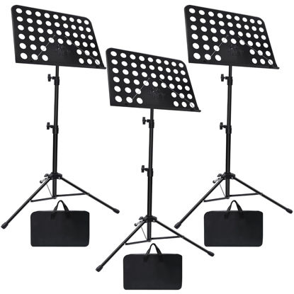 Picture of Sheet Music Stand, 3 Pack Adjustable Music Stand with Carrying Bag, Professional Music Book Holder Music Sheet Clip Holder for Guitar, Ukulele, Violin Players(Standard Version, 3 Pack)