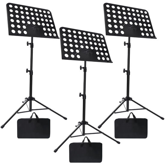 Picture of Sheet Music Stand, 3 Pack Adjustable Music Stand with Carrying Bag, Professional Music Book Holder Music Sheet Clip Holder for Guitar, Ukulele, Violin Players(Standard Version, 3 Pack)