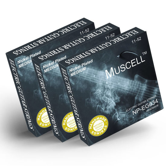 Picture of MUSCELL Electric Guitar Strings Handmade Nickel Plated Hex Core Steel Colorful Ball End-3 Packs-6 String-Medium 11-52