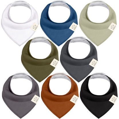 Picture of KeaBabies 8-Pack Organic Baby Bandana Drool Bibs for Boys Girls - Soft Cotton Drooling & Teething Bibs for Infants, Toddlers, Super Absorbent Cotton Bandana Bibs for Baby Boy & Girl, Unisex (Basics)