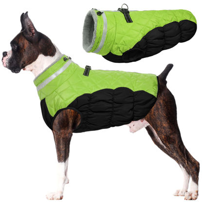 Picture of Lelepet Warm Dog Winter Coat,Medium Dog Coat Waterproof Dog Jacket with Harness Dog Padded Vest Windproof Reflective Dog Fleece Jacket Vest Turtleneck Zippered Dog Snow Coat Dog Coat for Medium Dogs