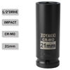 Picture of ZOYAKKI 1/2" Drive x 21 mm Deep 6 PT Impact Socket, CR-MO, 1/2-inch Drive 6 Point Axle Nut Socket for Easy Removal of Axle Shaft Nuts (21MM)