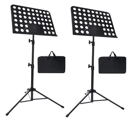 Picture of Sheet Music Stand, 2 Pack Adjustable Music Stand with Carrying Bag, Professional Music Book Holder Music Sheet Clip Holder for Guitar, Ukulele, Violin Players(Standard Version, 2 Pack)