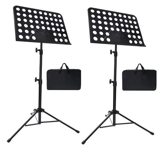 Picture of Sheet Music Stand, 2 Pack Adjustable Music Stand with Carrying Bag, Professional Music Book Holder Music Sheet Clip Holder for Guitar, Ukulele, Violin Players(Standard Version, 2 Pack)