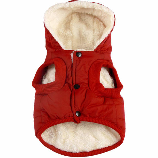 Picture of Vecomfy Fleece Lining Extra Warm Dog Hoodie in Winter for Medium Dogs Jacket Pet Coats with Hooded,Red L