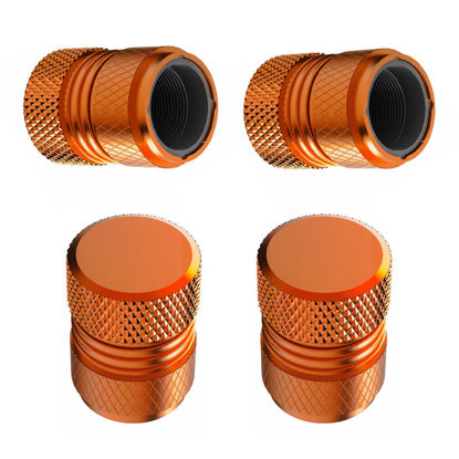 Picture of Tire Valve Stem Caps - 4 Pack Anti-Corrosion Premium Anodized Alloy Tyre Air Valve Caps Universal for Car SUV Bike Orange