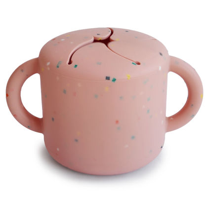 Picture of mushie Silicone Snack Cup | Spill Proof Food Container for Toddler and Baby (Powder Pink Confetti)