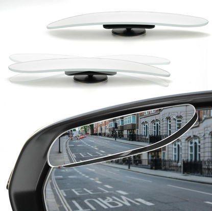 Picture of LivTee Long Blind Spot Mirror, Strip HD Glass Frameless Convex Rear View Mirrors Exterior Accessories with Wide Angle Adjustable Stick for Car SUV and Trucks, Pack of 2