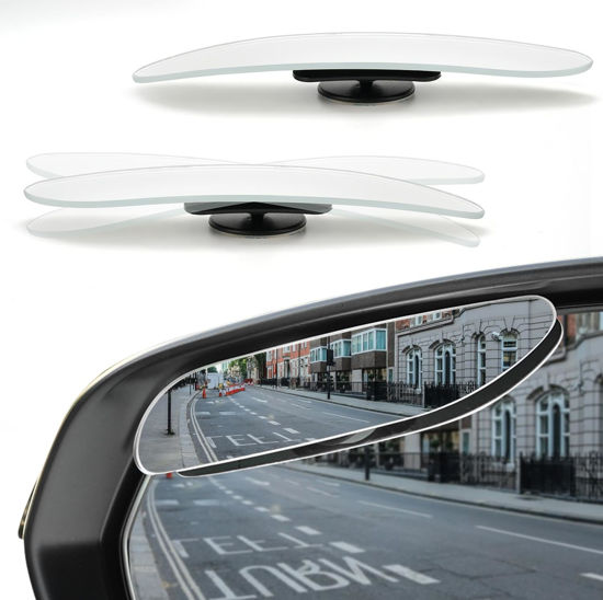 Picture of LivTee Long Blind Spot Mirror, Strip HD Glass Frameless Convex Rear View Mirrors Exterior Accessories with Wide Angle Adjustable Stick for Car SUV and Trucks, Pack of 2