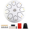 Picture of Eavnbaek Steel Tongue Drum 6 Inch 8 Note Steel Hand Drum with Bag, Music Book, Drumsticks, Mallet Holder and Finger Paddles, for Camping, Meditation or Yoga (White)