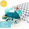 Picture of Bumkins Waterproof Wet Dry Bag for Baby, Travel, Swim Suit, Cloth Diapers, Pump Parts, Pool, Gym Clothes, Toiletry, Strap to Stroller, Daycare, Zip Reusable Bag, Wetdry Packing Pouch, Charcoal Check