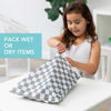 Picture of Bumkins Waterproof Wet Dry Bag for Baby, Travel, Swim Suit, Cloth Diapers, Pump Parts, Pool, Gym Clothes, Toiletry, Strap to Stroller, Daycare, Zip Reusable Bag, Wetdry Packing Pouch, Charcoal Check