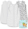 Picture of Cute Castle Baby Sleep Sack 0-6 Months - Lightweight 100% Cotton 2-Way Zipper TOG 0.5 Infant Wearable Blanket, Newborn Essentials Toddler Sleep Clothes, 3 Pack(Gray, Letters, Stars)