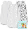 Picture of Cute Castle Baby Sleep Sack 6-12 Months - Lightweight 100% Cotton 2-Way Zipper TOG 0.5 Infant Wearable Blanket, Newborn Essentials Toddler Sleep Clothes, 3 Pack(Gray, Letters, Stars)