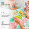 Picture of Re-Play Made in USA 7" Deep Walled Divided Plates for Kids, Set of 3 - Reusable 3 Compartment Plates, Dishwasher and Microwave Safe - 7.37" x 7.37" x 1.25", Tulip