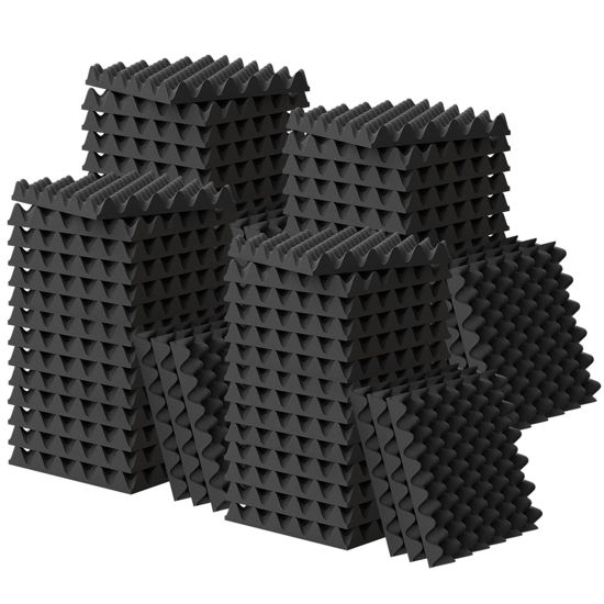 Picture of 48 Pack 1.5"X12"X12" Sound Proof Egg Crate Foam(Most Soundproofing Design), Upgraded Sound Proof Foam Panels for Walls, Doors, Fire-Retardent Foam Padding, Soundproof Foam Made by WVOVW