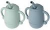 Picture of Cuddle Campus Pack of 2 Silicone Baby Training Cup, Shatterproof Toddler Sippy Cups with Straw, Open Cup for Baby, 6+ Months 4 Oz