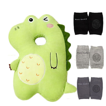 Picture of Feidoog Baby Head Protector Cushion Backpack with 3 Baby Knee Pads for Walking & Crawling,Green