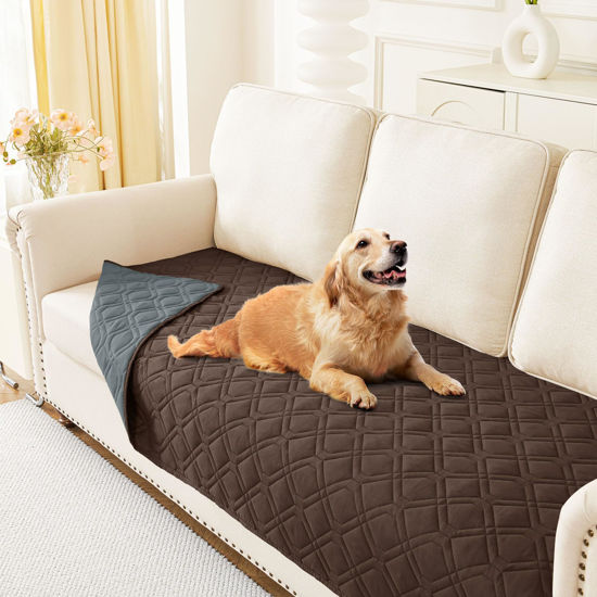 Picture of hyha Waterproof Dog Bed Blanket, Soft Dog Bed Cover Pet Blankets, Washable Couch Sofa Cover for Dogs, Reversible Pet Sofa Covers for Furniture (30x70 Inch, Chocolate/Dark Grey)