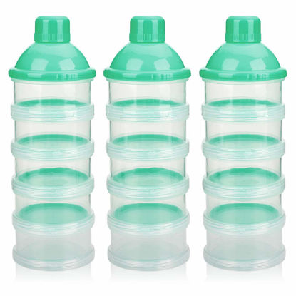 Picture of Accmor Formula Dispenser On The Go, 5 Compartments Stackable Formula Container for Travel, Baby Milk Powder Kids Snack Container, BPA Free