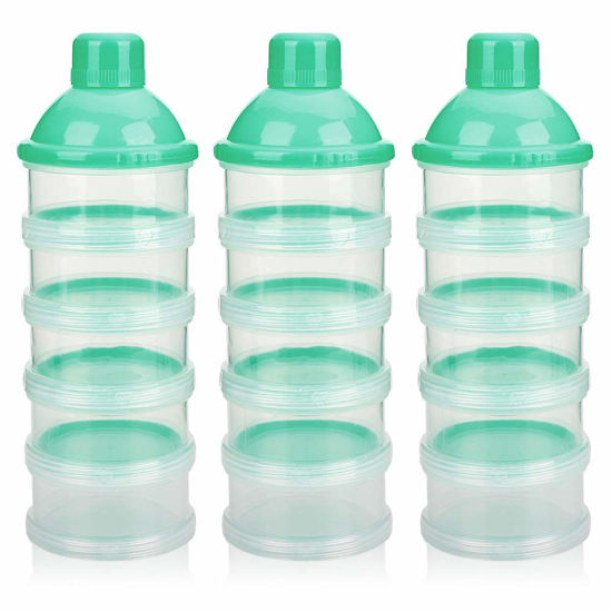 Picture of Accmor Formula Dispenser On The Go, 5 Compartments Stackable Formula Container for Travel, Baby Milk Powder Kids Snack Container, BPA Free