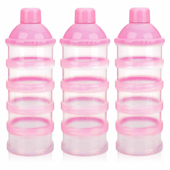 Picture of Accmor Formula Dispenser On The Go, 5 Compartments Stackable Formula Container for Travel, Baby Milk Powder Kids Snack Container, BPA Free