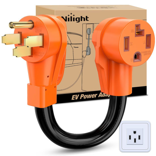Picture of Nilight EV Dryer Charger Adapter Cord 50 Amp to 30 Amp 4 Prong Pure Copper 125V/250V Outlet to EV Dryer Plug Conversion Heavy Duty 10 Gauge Wire 14-50P to 14-30R 50M/30F, 2 Years Warranty