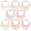 Picture of 8-Pack Organic Baby Bandana Drool Bibs for Girls - Super Absorbent Baby Bibs for Baby Girls, Baby Boys, Soft Cotton Bandana Bibs, Baby Drool Bib, Teething Bibs for Infant, Toddler, Bib Girl (Prism)