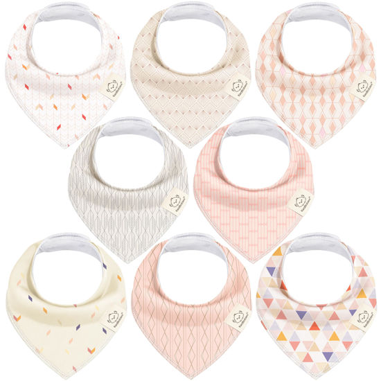 Picture of 8-Pack Organic Baby Bandana Drool Bibs for Girls - Super Absorbent Baby Bibs for Baby Girls, Baby Boys, Soft Cotton Bandana Bibs, Baby Drool Bib, Teething Bibs for Infant, Toddler, Bib Girl (Prism)