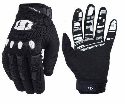 Picture of Seibertron Dirtpaw Unisex MX ATV MTB Racing Gloves - Full Finger Touchscreen Glove for Bicycle Cycling Mountain Biking Motorcycle and Motocross Black XS
