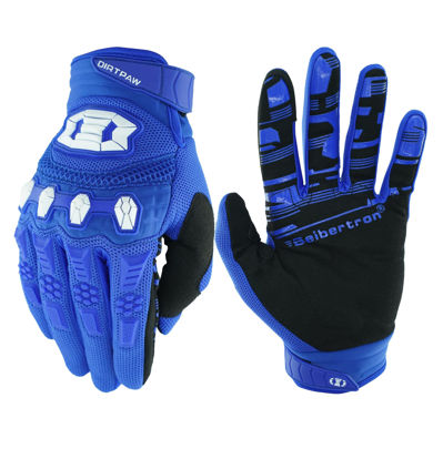Picture of Seibertron Youth Dirtpaw Unisex MX ATV MTB Racing Gloves - Full Finger Touchscreen Glove for Bicycle Cycling Mountain Biking Motorcycle and Motocross Blue XS