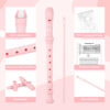 Picture of SWAN Soprano Recorder Instrument for Beginners Kids Student - German Fingering 8 Hole Flute Detachable 3pcs ABS Descant Recorders with Cleaning Rod and Fingering Chart, SW8K, Baby Pink