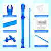 Picture of SWAN Soprano Recorder Instrument for Beginners Kids Student - Baroque Style 8 Hole Flute Detachable 3pcs ABS Descant Recorders with Cleaning Rod and Fingering Chart, SW8KT, Transparent Blue