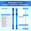 Picture of SWAN Soprano Recorder Instrument for Beginners Kids Student - Baroque Style 8 Hole Flute Detachable 3pcs ABS Descant Recorders with Cleaning Rod and Fingering Chart, SW8KT, Transparent Blue