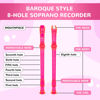 Picture of SWAN Soprano Recorder Instrument for Beginners Kids Student in School - Baroque Style 8 Hole Flute Detachable 3pcs ABS Descant Recorders with Cleaning Rod and Fingering Chart, Transparent Bobby Pink