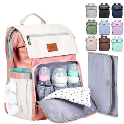 Picture of PILLANI Baby Diaper Bag Backpack - Baby Girl Gifts - Baby Bag for Girls - Diaper Backpack - Large Diaper Bags for Baby w/Changing Pad, Baby Registry Search & Shower Gifts, Newborn Essentials & Items