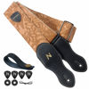 Picture of Nefelibata Guitar Strap with Pick Pocket,2.3 inch Porter Style Vegan Leather Carving Guitar Straps,60s Vintage Style（Brown Yellow）