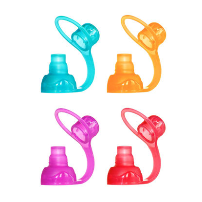 Picture of ChooMee SoftSip Food Pouch Top | Baby Led Weaning | No Spill Flow Control Valve, Protects Childs Mouth, 100% Silicone, BPA Free | Four Colors, 4 CT