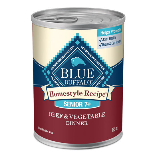 Picture of Blue Buffalo Homestyle Recipe Senior Wet Dog Food, Made with Natural Ingredients, Beef Dinner with Garden Vegetables, 12 Pack