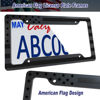 Picture of BGGTMO American Flag License Plate Frames- 2 Pack Black Grey Patriotic USA Aluminum Car Tag Holder Cover for Front Rear, with Screws Caps