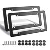 Picture of Black Carbon Fiber License Plate Frame, 2 Pack Glossy Waterproof Plastic Number Plate Frame Print Carbon Fiber Pattern for Man and Women (with Fasteners and Screws)