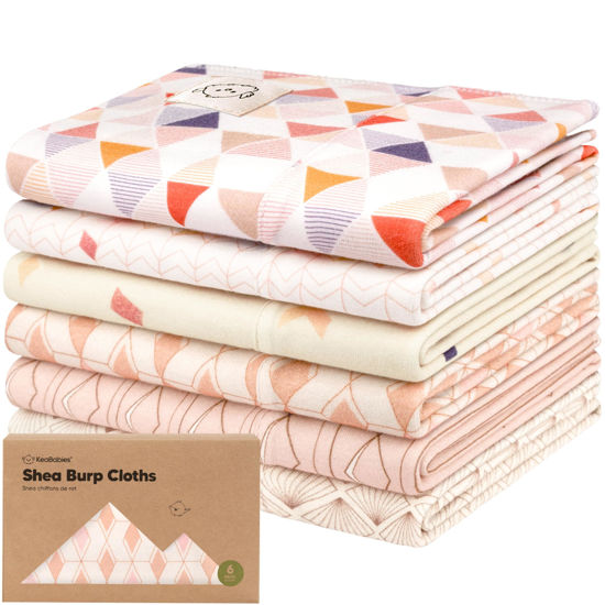 Picture of Organic Burp Cloths Baby Girl, Boy - 6-Pack Large Baby Burp Cloths, Super Absorbent Burping Cloths for Babies, Soft & Plush Cotton Burp Cloth, Spit Up Burp Rags, Newborn Burp Clothes (Prism)