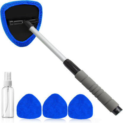 Picture of desin Windshield Cleaning Tool, Car Window Cleaner Windshield Cleaner with 4 Reusable and Washable Microfiber Pads and Extendable Handle Auto Inside Glass Wiper Kit