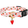 Picture of Cotton Handmade Dog Collar Cute and Distinctive Patterns Pink Strawberries with Pendant Cute Dog Collars for Small Medium Large Dogs Girl Dogs Boy Dogs S