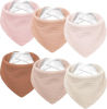 Picture of Susurration Muslin Baby Drool Bibs 6Pack Soft Triangular Baby Bandana Adjustable Bibs for Unisex Girls & Boys (Pink&Brown)