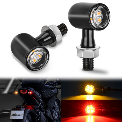 Picture of Nilight Motorcycle Rear LED Turn Signals Brake Tail Light Red Yellow Beam Mini Size Blinkers Compatible with Harley Honda Kawasaki Suzuki Triumph Yamaha Cruiser