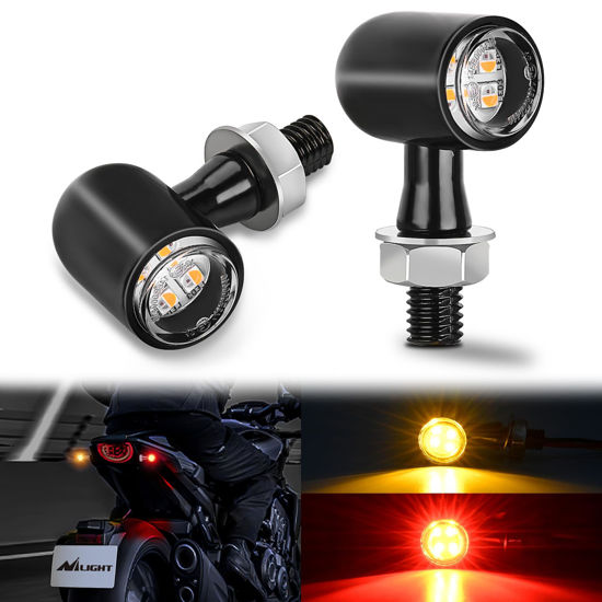 Picture of Nilight Motorcycle Rear LED Turn Signals Brake Tail Light Red Yellow Beam Mini Size Blinkers Compatible with Harley Honda Kawasaki Suzuki Triumph Yamaha Cruiser